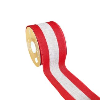 fita aramada linho bege e vermelho