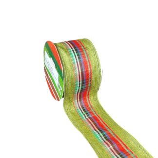 Fita Aramada Listra Xadrez - Verde e Vermelho