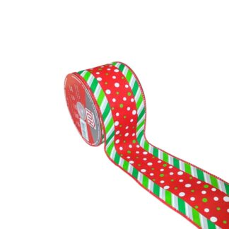 Fita Aramada Decorativa Candy Verde e Vermelho
